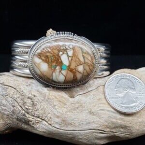 Beautiful Royston Boulder Ribbon Cut Turquoise Cuff Bracelet